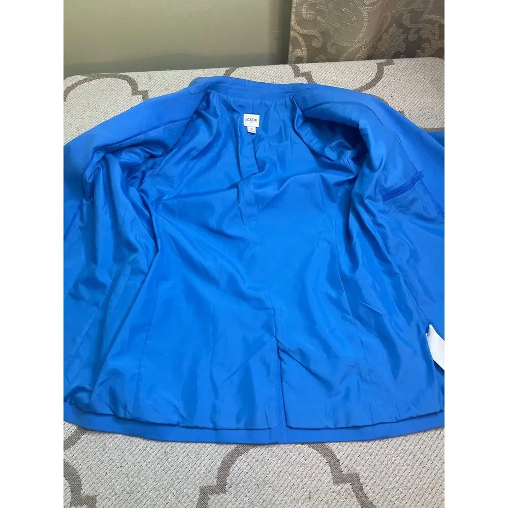 J.Crew Girlfriend Chino Blazer Blue One Button Tailored Stretch Cotton Size 6